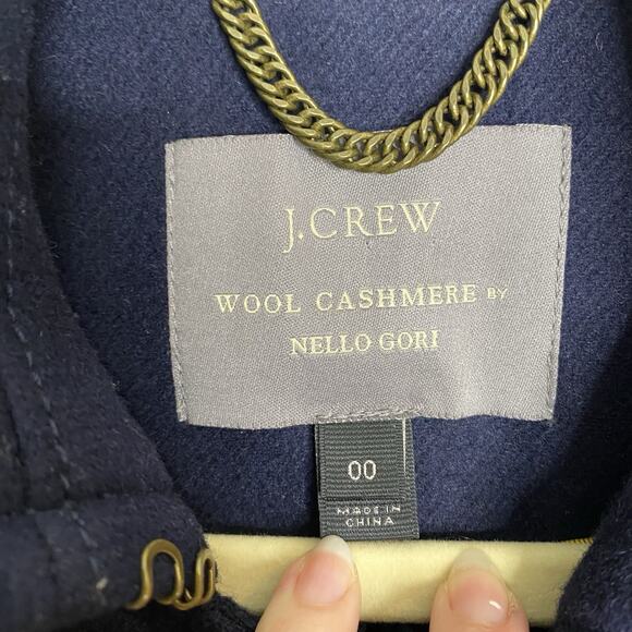 J. Crew Icon Trench Coat Wool Cashmere Navy Winter Classic Nello Gori Size 00 - Picture 2 of 6